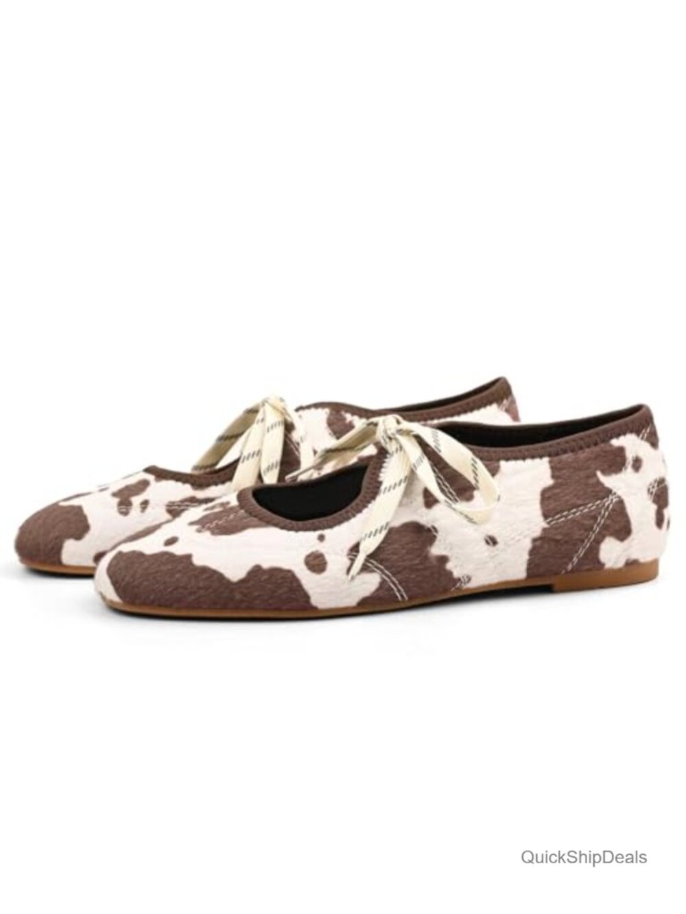 Lace Up Ballet Flats Faux Suede Round Toe Low Block Heel Comfort Women